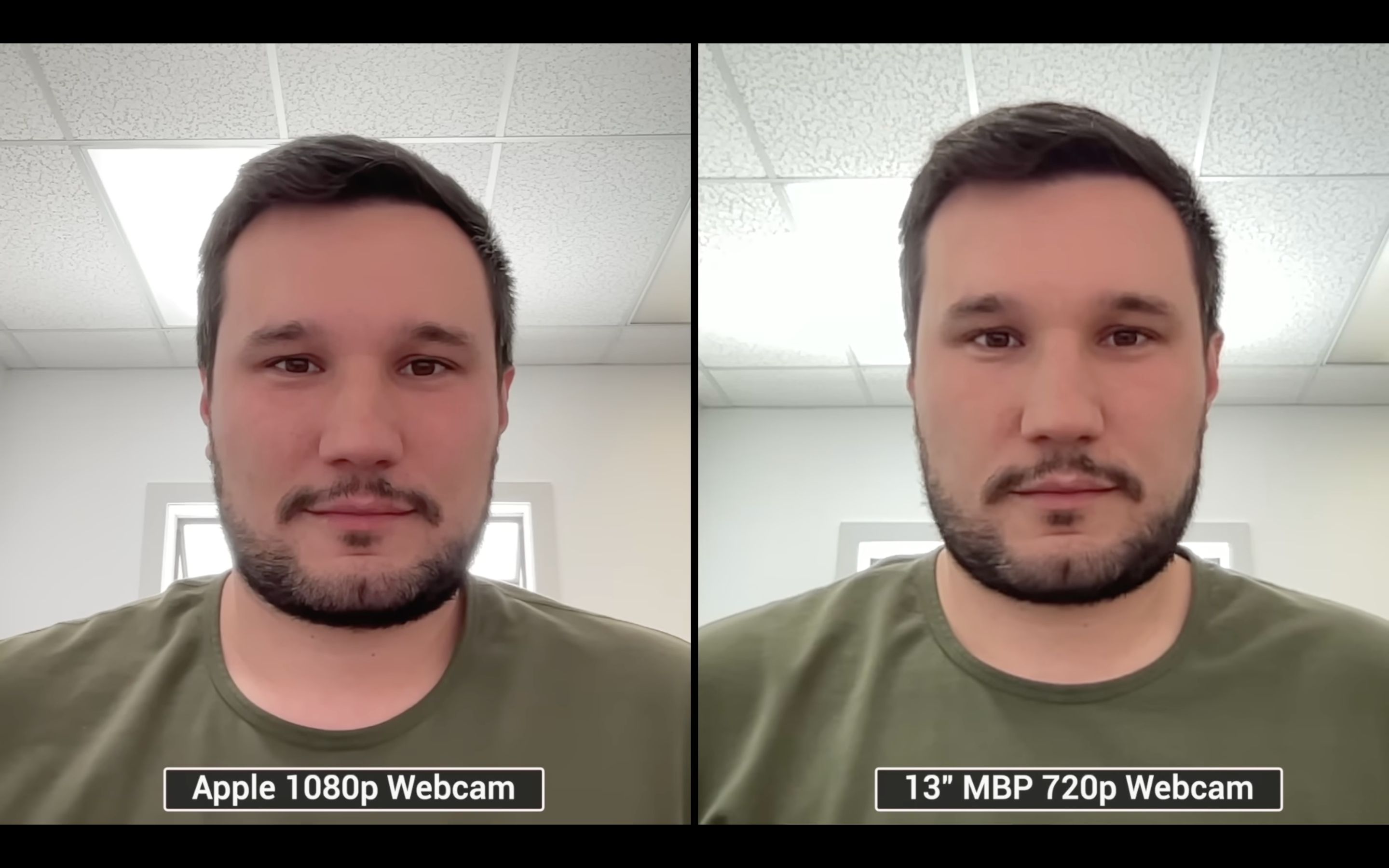 مقارنة بين كاميرا M2 MacBook Pro 720p FaceTime بكاميرا 1080 بكسل 