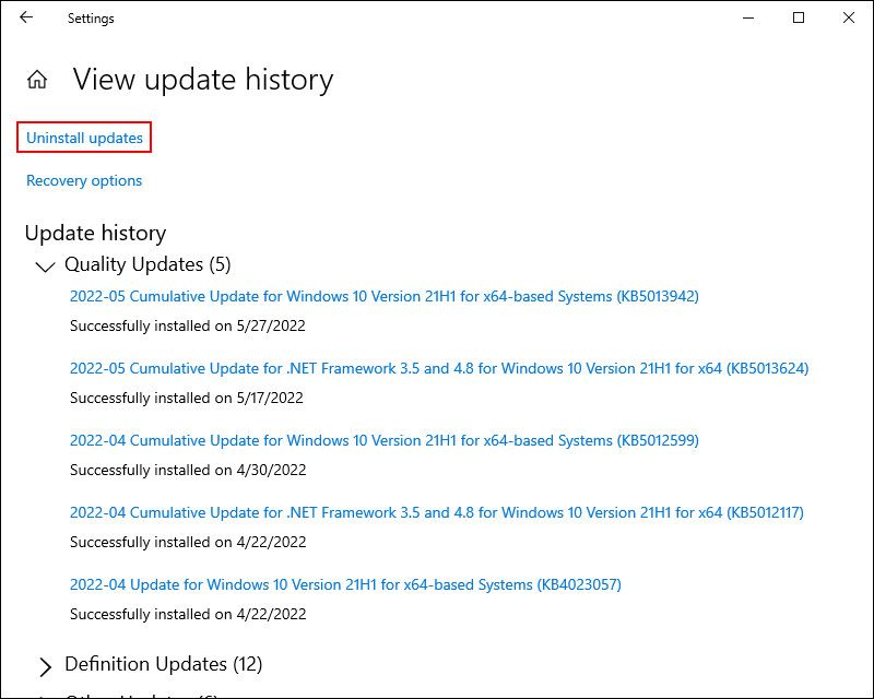 view-update-history-uninstall-updates 