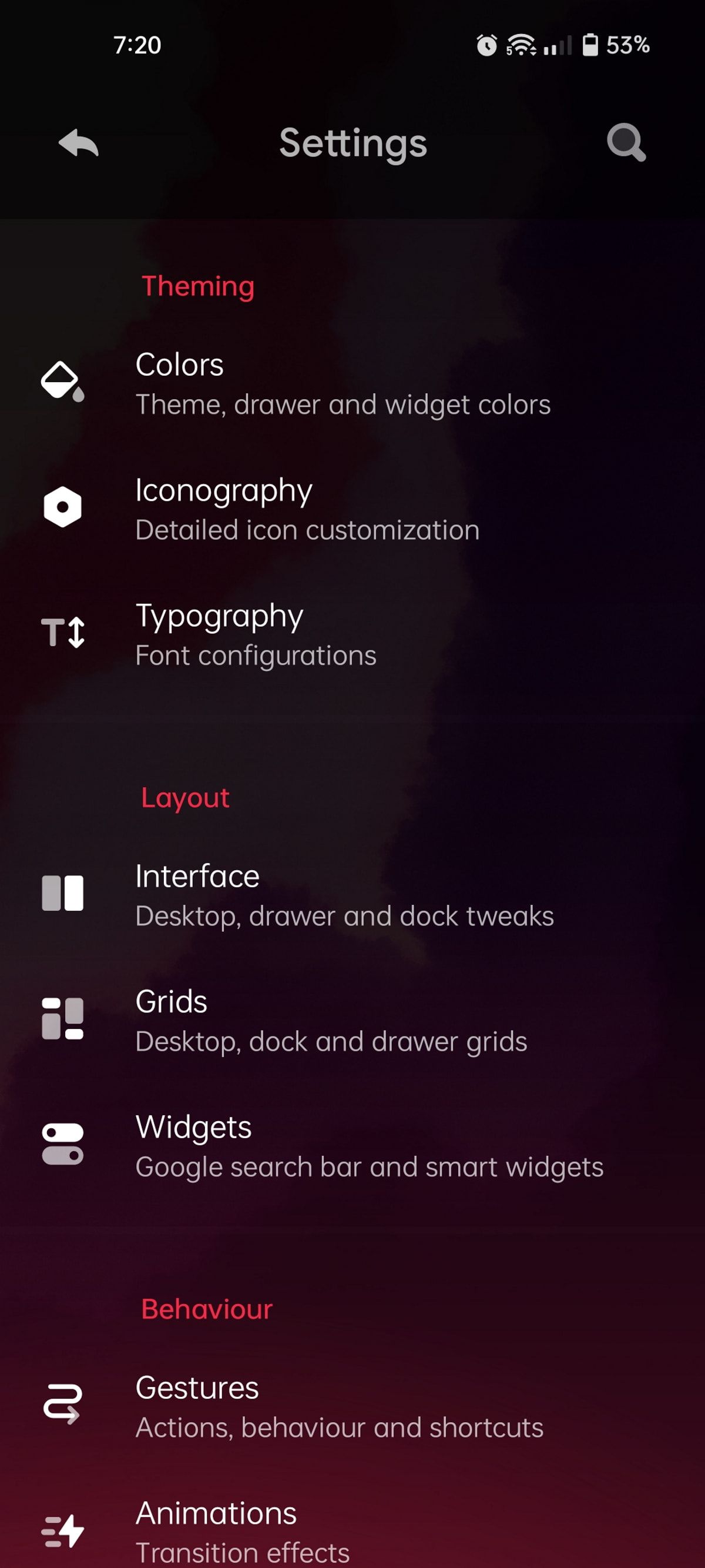 Hyperion Launcher Settings 