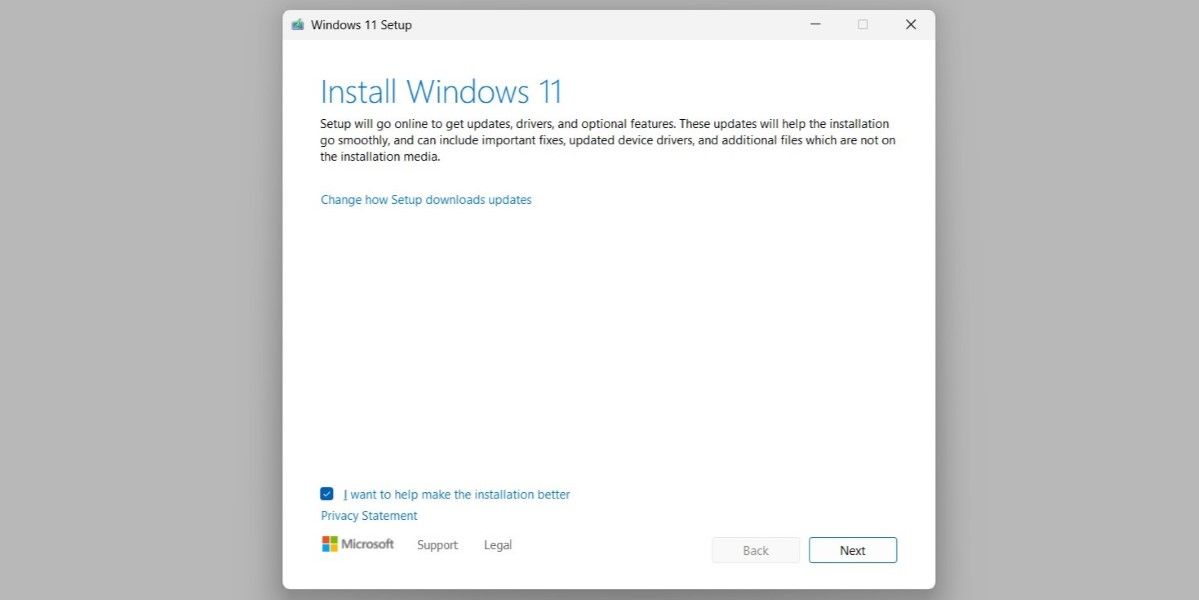 نافذة إعداد Windows 11 