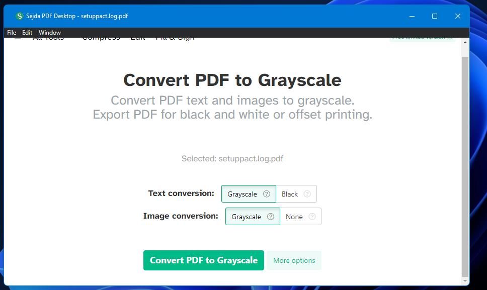 تحويل PDF إلى Grayscale 