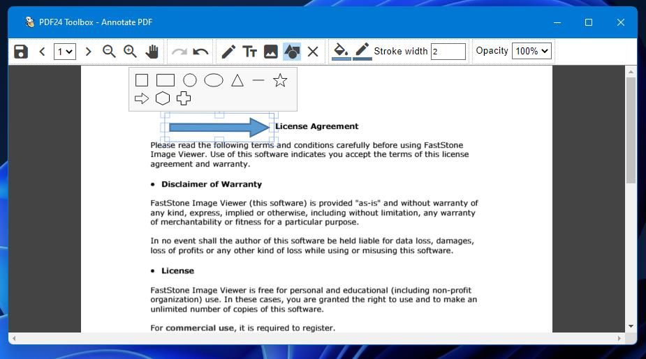 خيارات الشكل في PDF24 Toolbox 