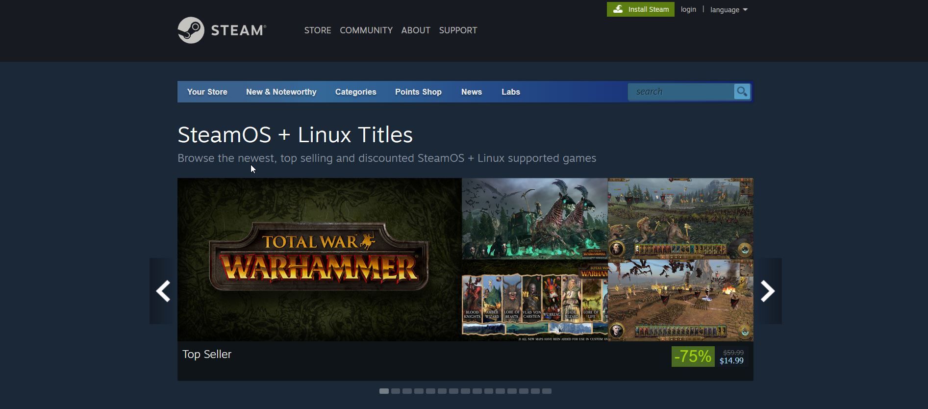 قائمة ألعاب Steam Linux الأصلية 