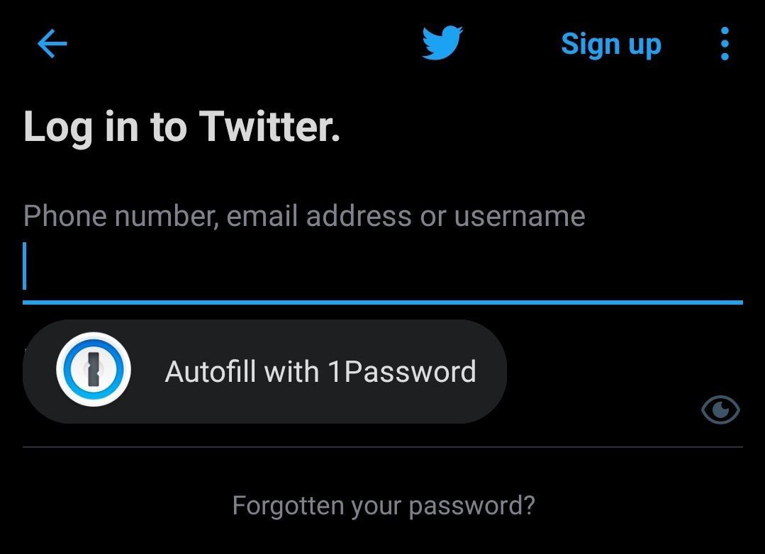 الملء التلقائي لكلمة المرور في Twitter لنظام Android 