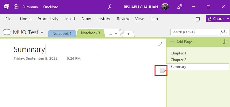 صفحة جديدة في OneNote 