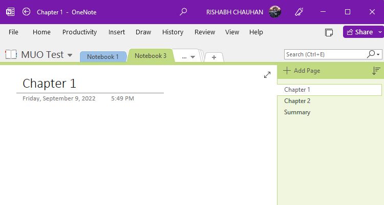 Notebook In OneNote 