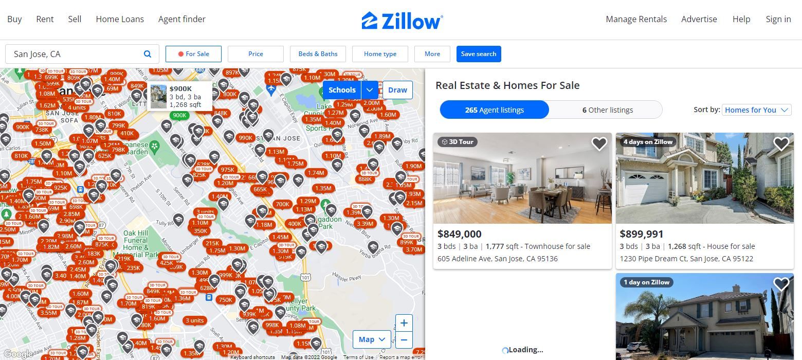 لقطة شاشة من Zillows Home Search 