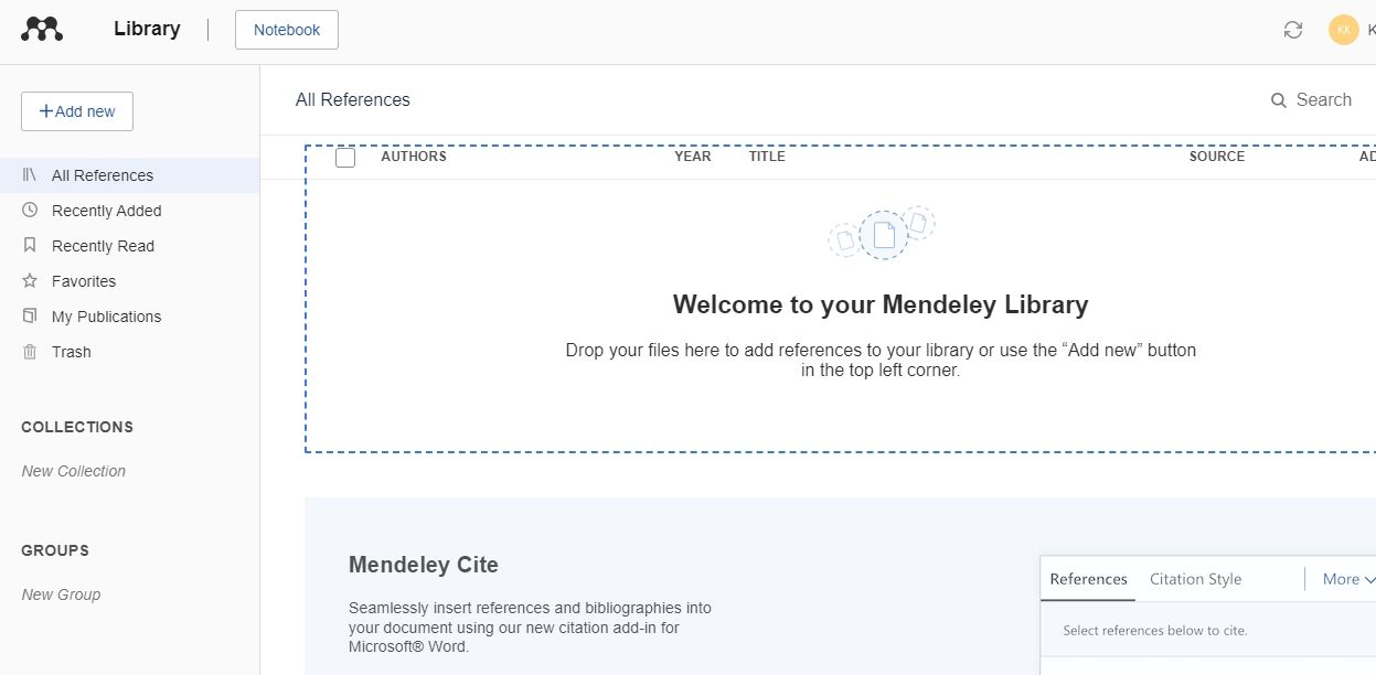 لقطة شاشة mendeley 