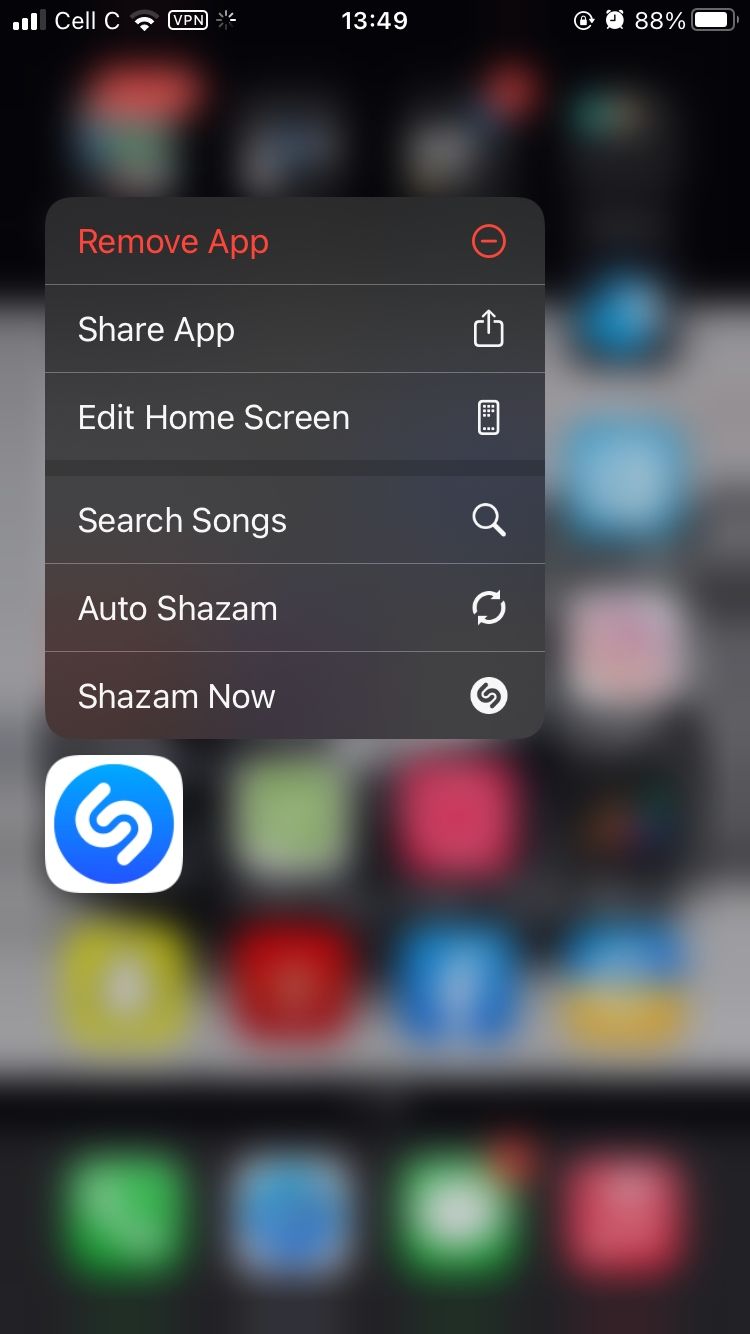 لقطة شاشة لقائمة تطبيق shazam للجوال على الهاتف 