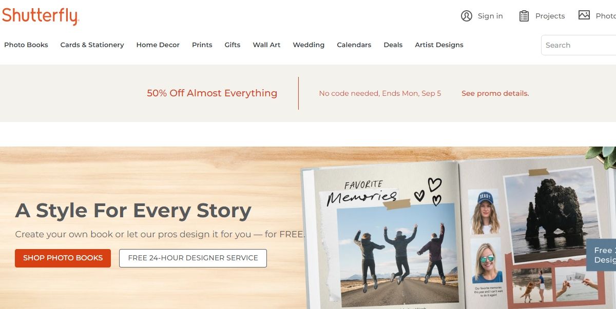 لقطة شاشة موقع الويب shutterfly 