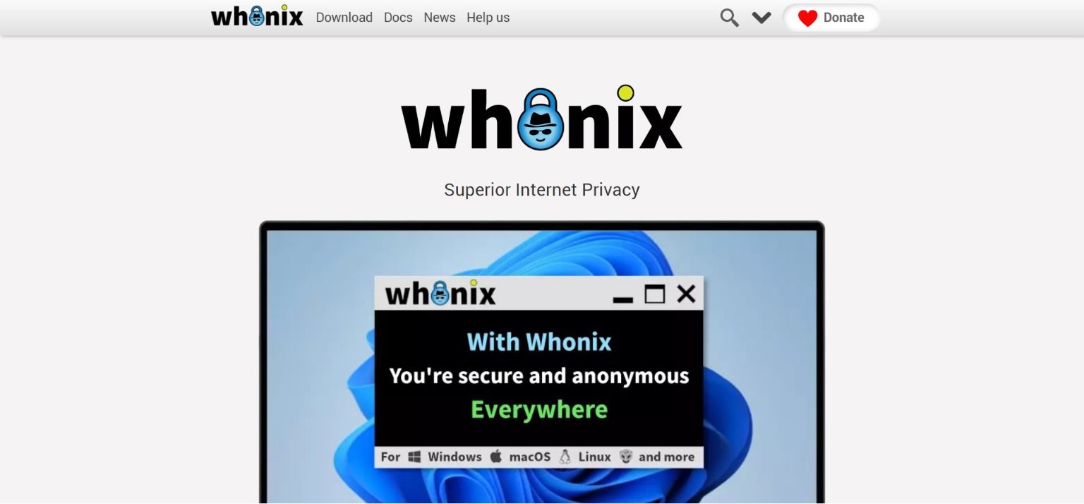 صفحة Whonix الرئيسية 