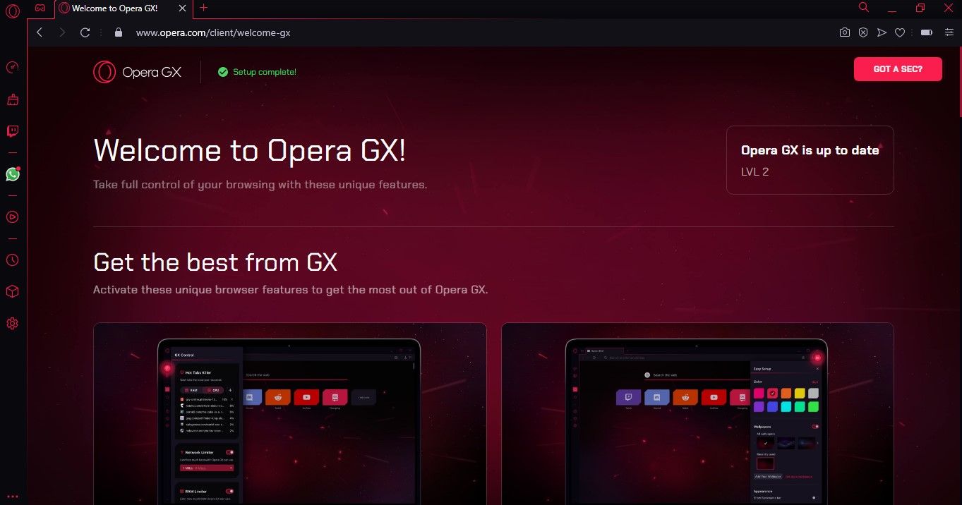 Opera gx google search