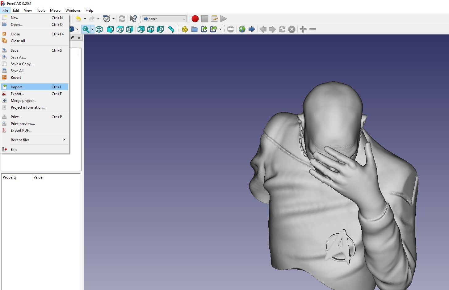 استيراد ملف STL إلى FreeCAD 