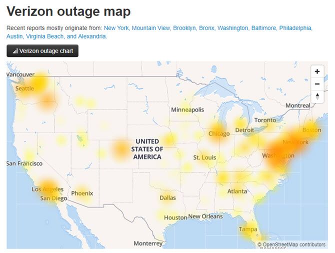 DownDetector Outage map 