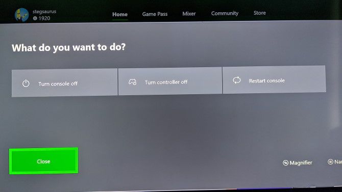 Xbox One Restart Console 