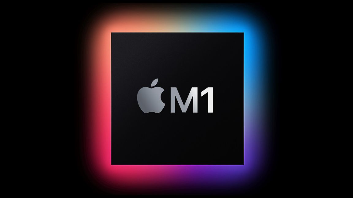 شريحة Apple M1 على خلفية داكنة 