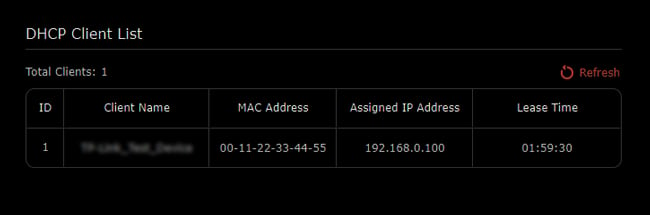 dhcp-client-list 