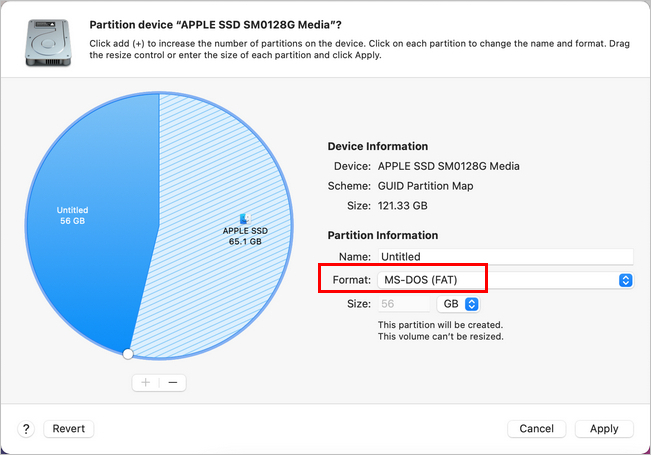 Partition Apple SSD Disk Utility 