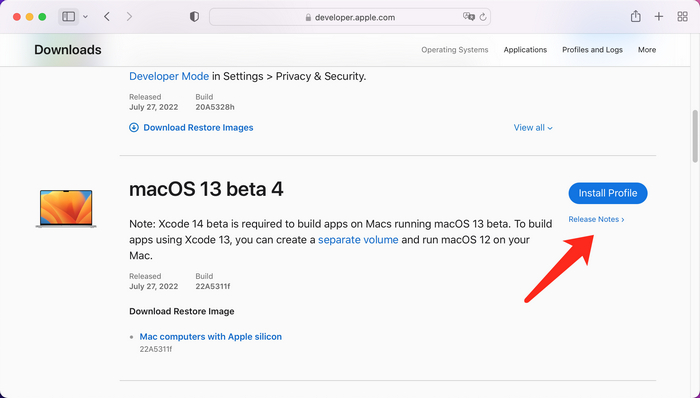 تنزيل macOS Ventura Beta 4 