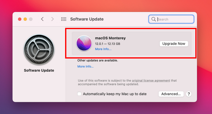 الترقية إلى macOS Monterey 