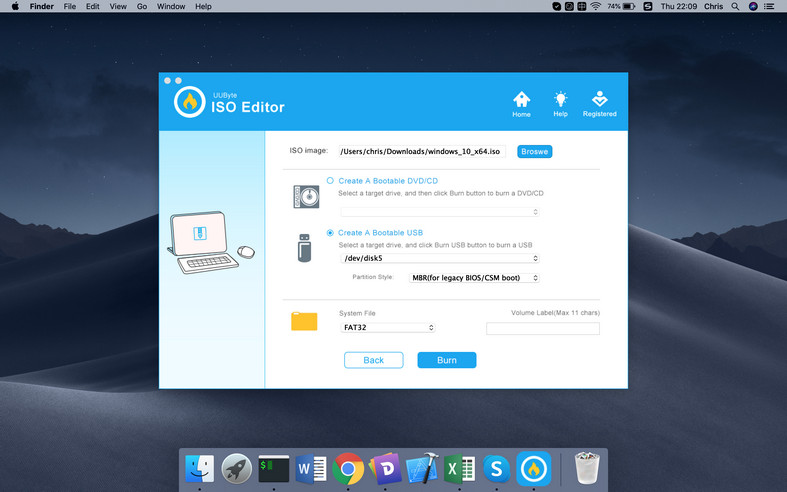 UUByte ISO Burner لنظام التشغيل Mac 