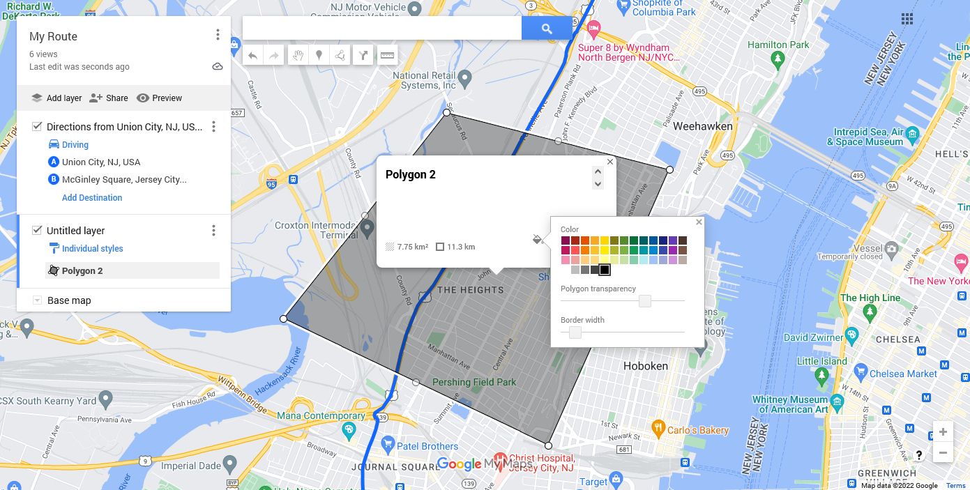 google maps pengeditan rute kustom warna bentuk