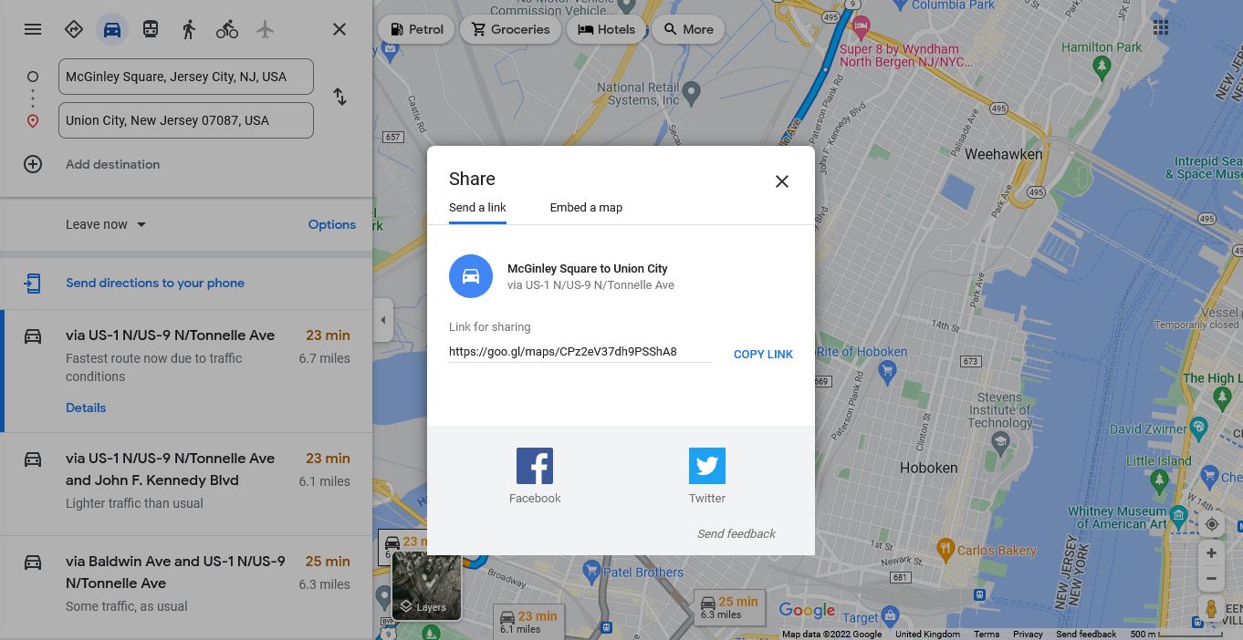 google maps membagikan petunjuk arah di desktop