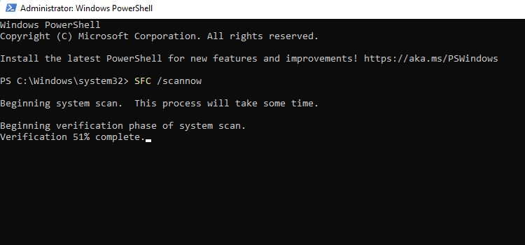 Perintah SFCDi PowerShell