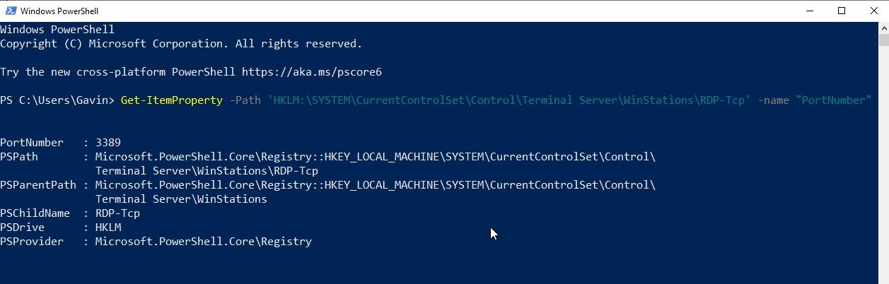 cara memeriksa port rdc di powershell