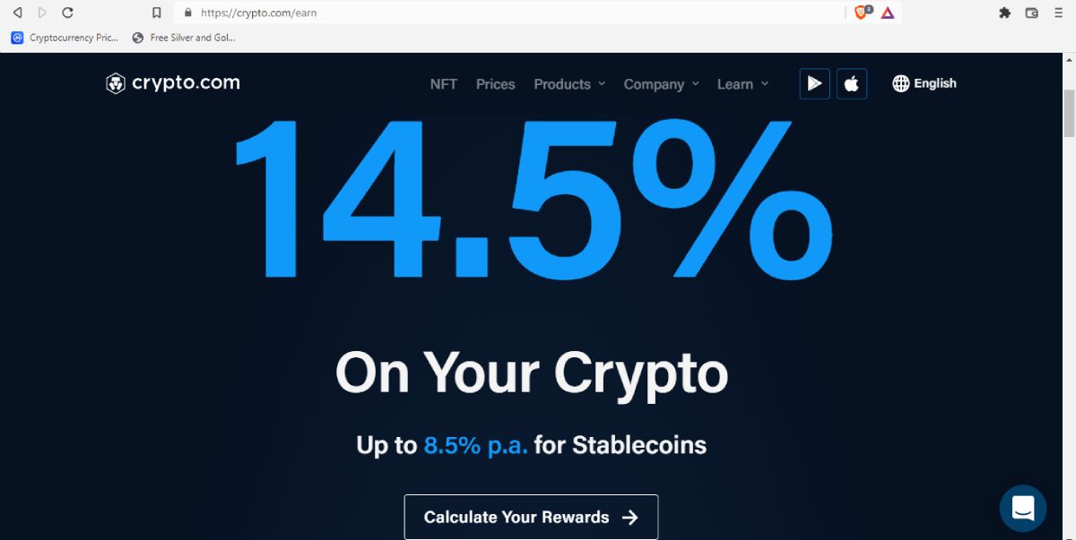 tangkapan layar crypto.com dapatkan halaman