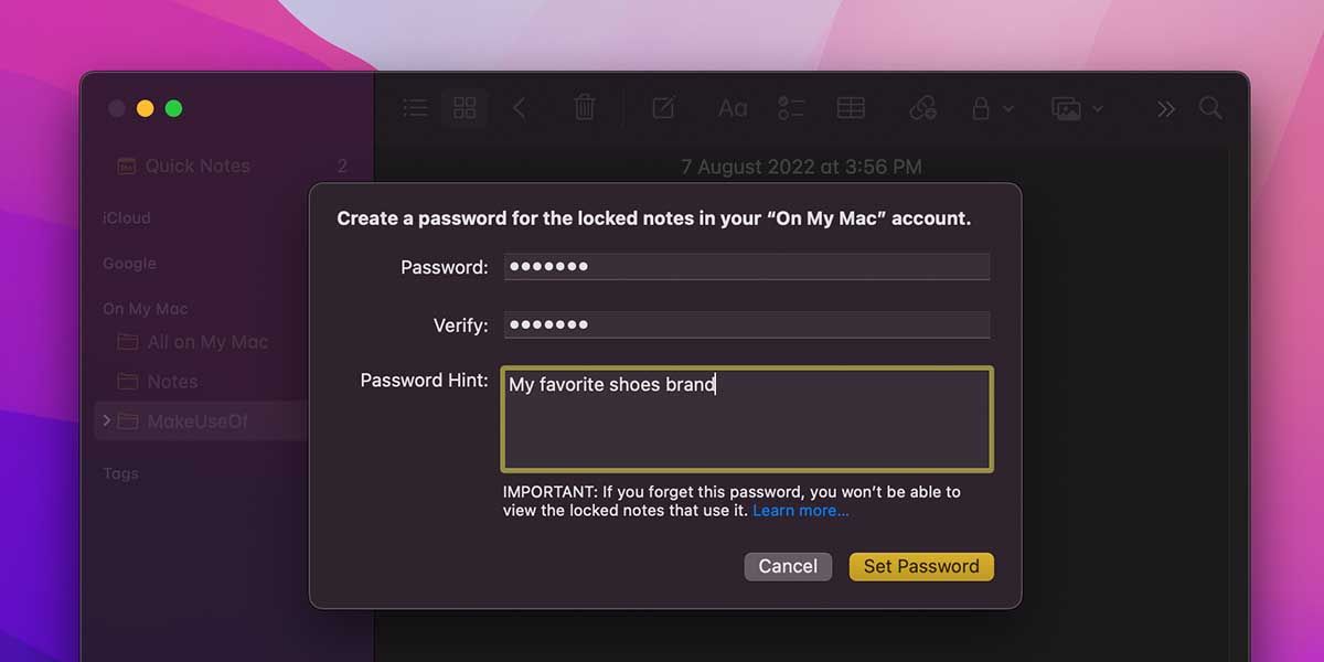 Menyetel kata sandi untuk catatan di Apple Notes menggunakan fitur Kunci Catatan