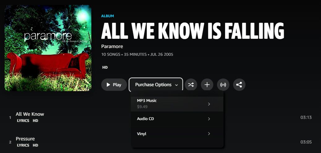 Amazon Music Access Streaming Salinan Album Paramore