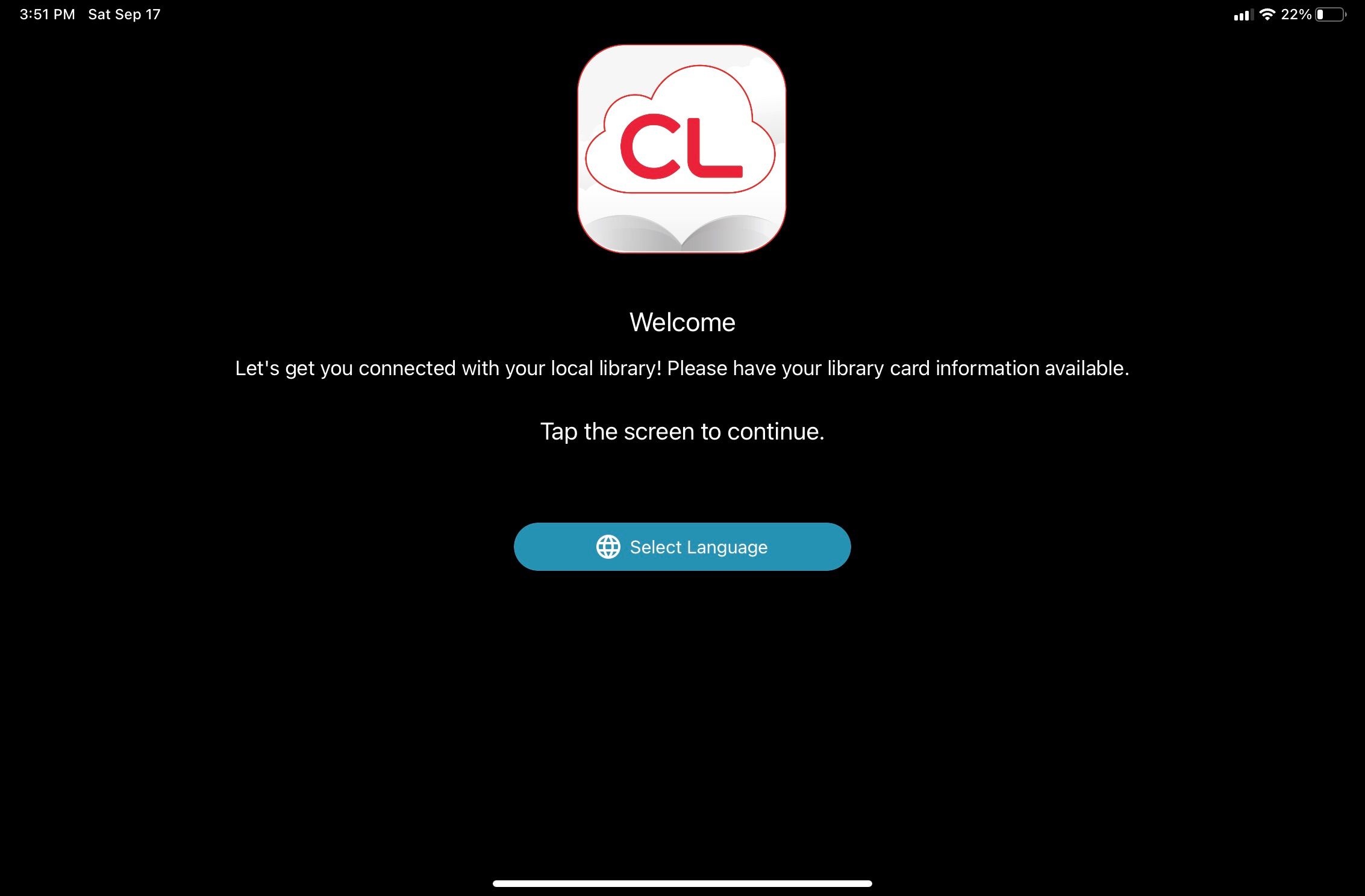 Halaman Aplikasi Cloud Library dengan Ikon Cloud