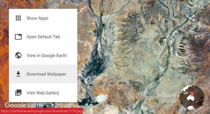 tampilan bumi dari ekstensi chrome google earth