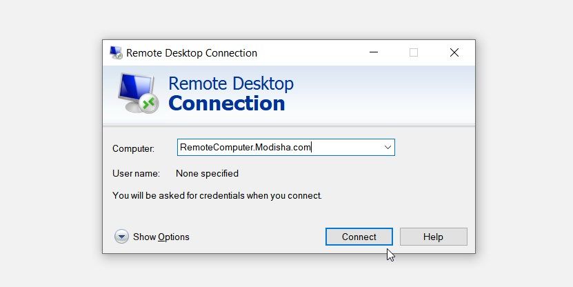 Menekan tombol “Connect” pada layar “Remote Desktop Connection”