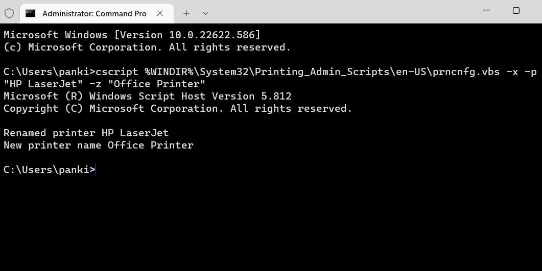 Ganti Nama Printer Menggunakan Command Prompt