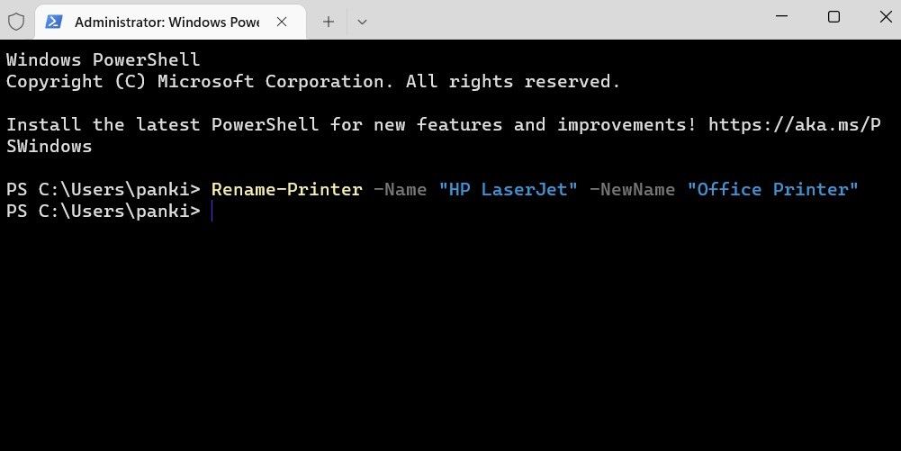 Ganti Nama Printer Menggunakan PowerShell