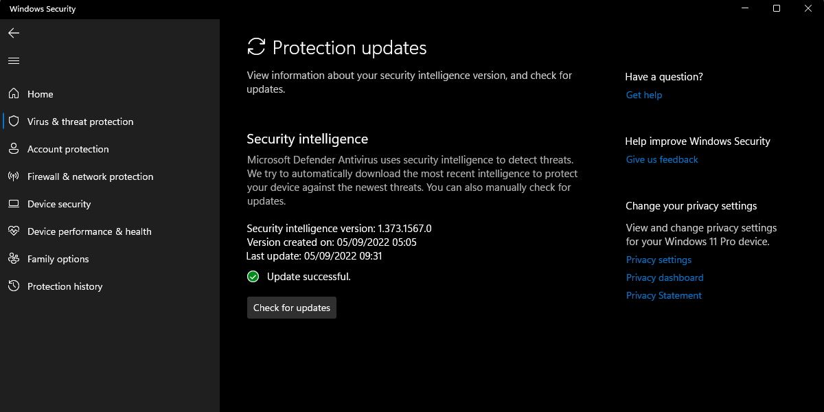 Pembaruan pemeriksaan Windows Defender selesai