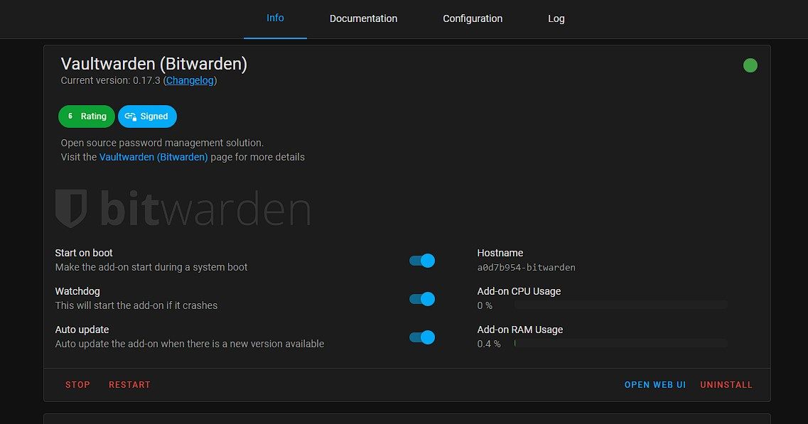 instal bitwarden menambahkan server asisten rumah