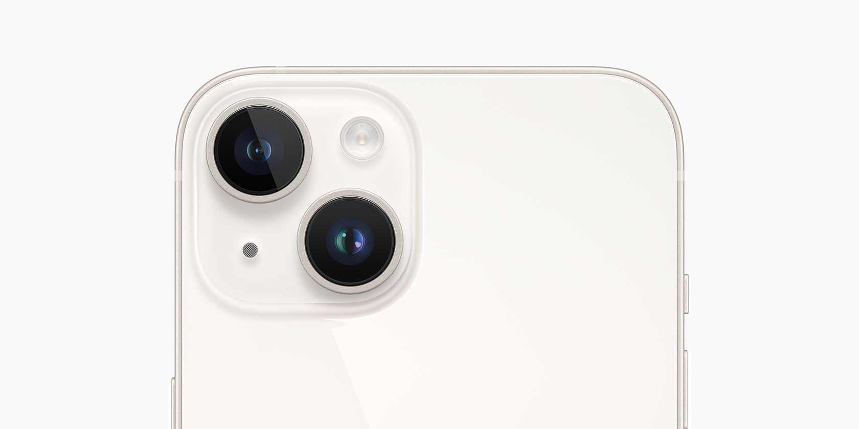 iPhone 14 putih dengan latar belakang putih