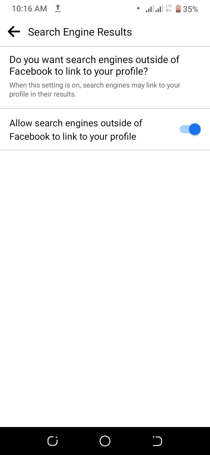 screenshot halaman pengaturan hasil mesin pencari di facebook
