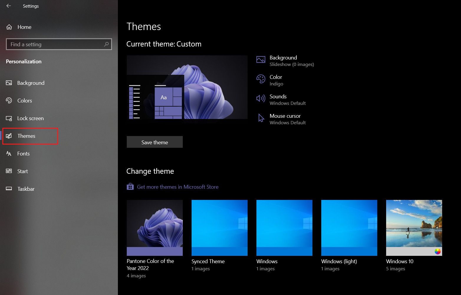 Pengaturan Tema di Windows 10