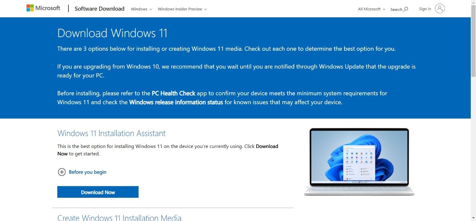 Halaman unduhan Windows 11