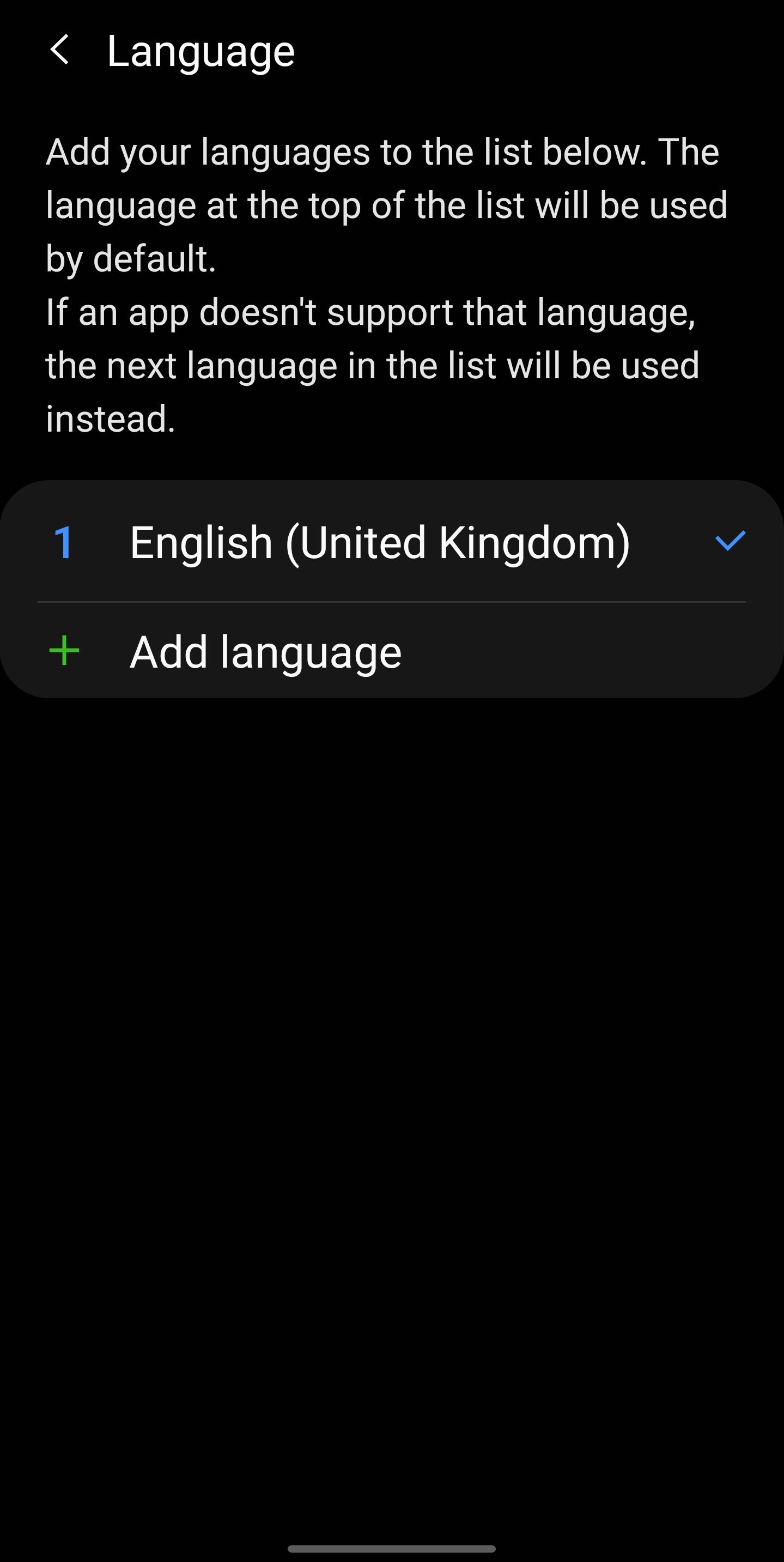Mengklik Tombol Tambah Bahasa Di Bawah Opsi Bahasa di Aplikasi Setelan untuk Android