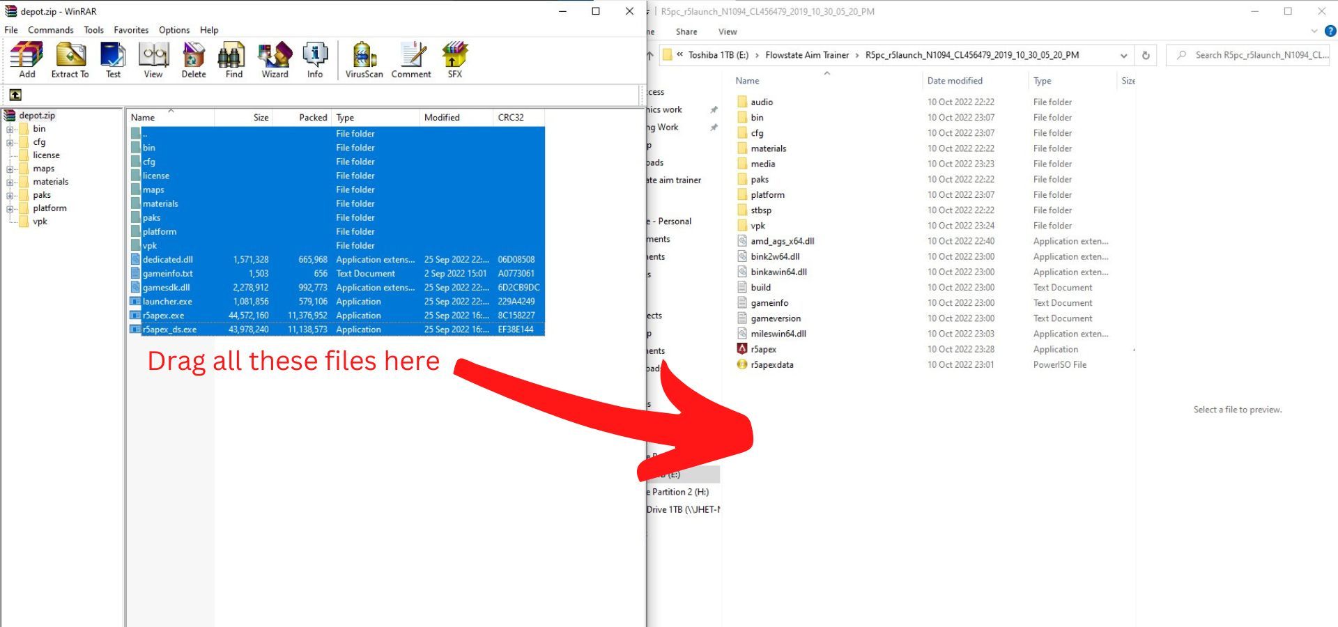 7 file depot.zip dibuka dan file yang akan ditransfer disorot