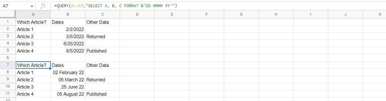 Menggunakan QUERY untuk Memformat Tanggal di Google Spreadsheet