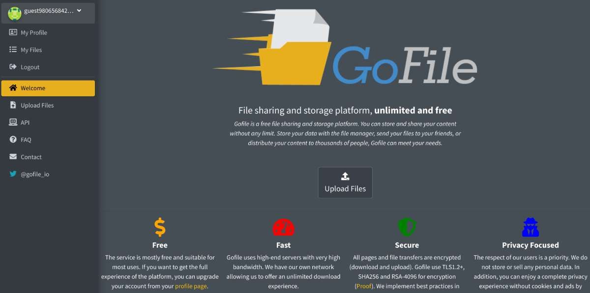 Gofile adalah aplikasi transfer file yang benar-benar tidak terbatas, tanpa batasan ukuran file atau bandwidth