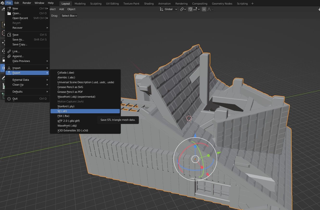 Mengekspor file dari Blender