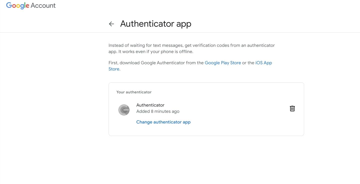 tangkapan layar halaman penyiapan autentikator gmail