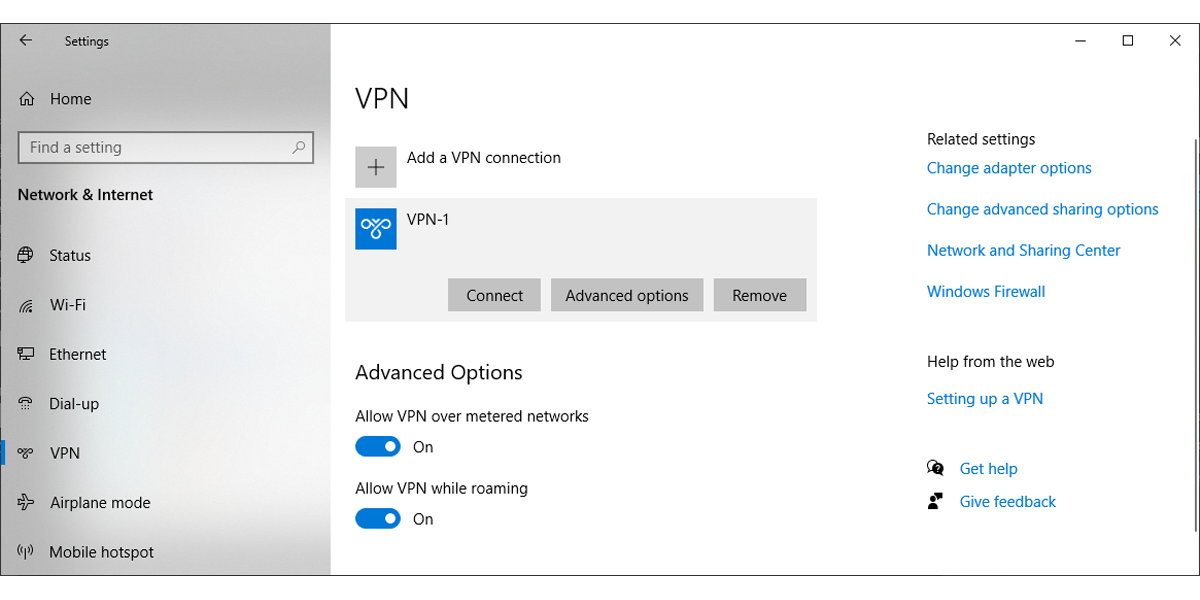 Pengaturan VPN di Windows 10